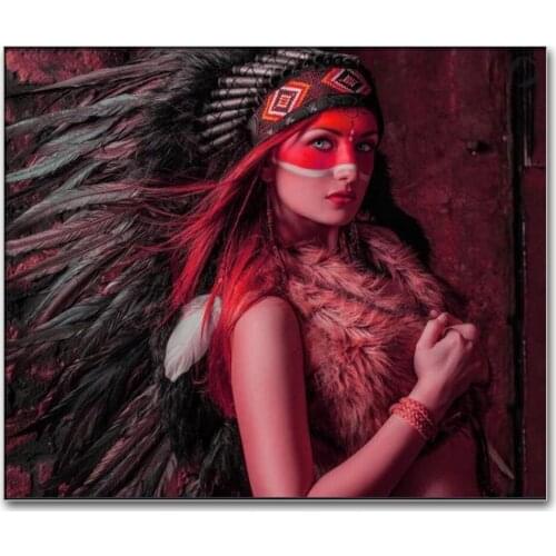 DIY Diamond Embroidery Indian Girl New Arrival 5D Diamond Painting Feather Cross Stitch Mosaic Kits Diamond Art Home Decoration