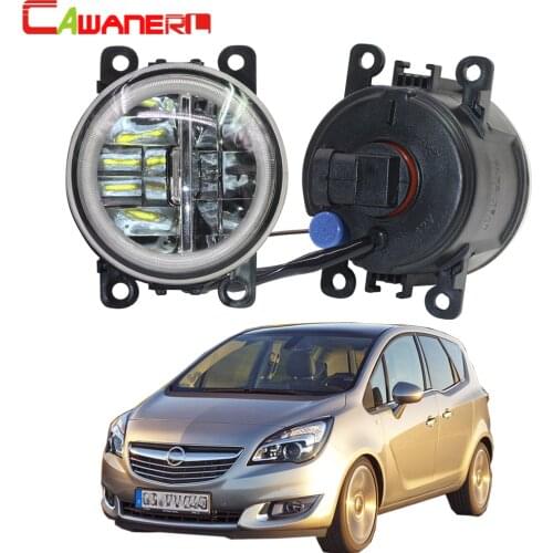 Cawanerl 2 X Car 4000LM LED Bulb Fog Light + Angel Eye DRL Daytime Running Light 12V For Opel Meriva A 2006 2007 2008 2009 2010