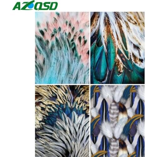 AZQSD Diamond Painting Feathers Abstract Cross Stitch Rhinestones Diamond Embroidery Scenery Mosaic Handmade Home Decor Gift