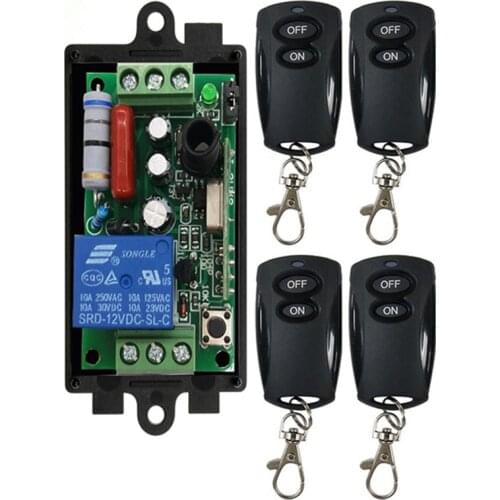 Wireless Remote Control Light Switch 10A Relay Output Radio 220V 1 Channel Receiver Module + 50-500M ON OFF Symbol Transmitter