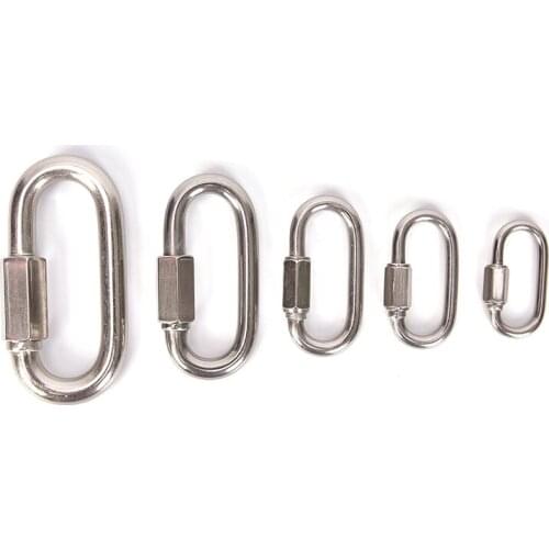 5 Sizes Climbing Gear Carabiner Quick Links Safety Snap Hook Climbing Safety Buckle Mountaineering Stainless Steel Screw Lock