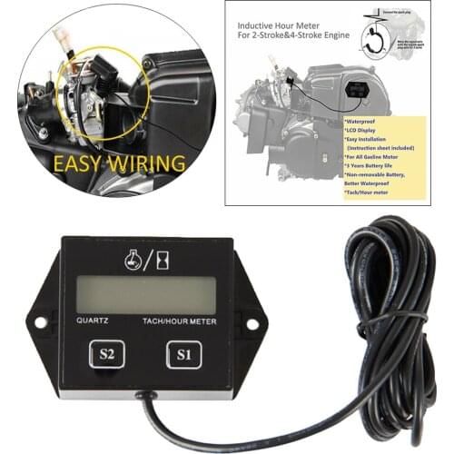 Digital Engine Tach Hour Meter LCD Tachometer Gauge for Small Engine Boat Generator Lawn Mower Motorcycle ATV Snowmobile