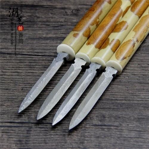 Red sweet princess tea tea Damascus knife carefully-selected spice collectables - autograph gift and manual grinding tea knife