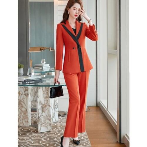 Elegant and high-quality office suit pants 2-piece set autumn and winter new ladies plus size professional suit overalls