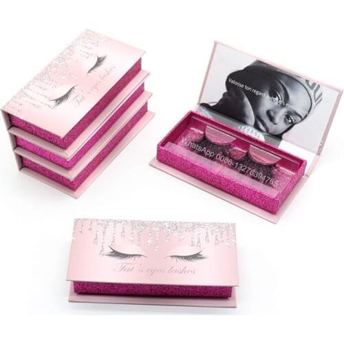 Customized Eyelash Packaging Box With Logo 3D Mink Lashes Natural False Eyelashes Dramatic 25MM Lashes Glitter Drips Lash Case
