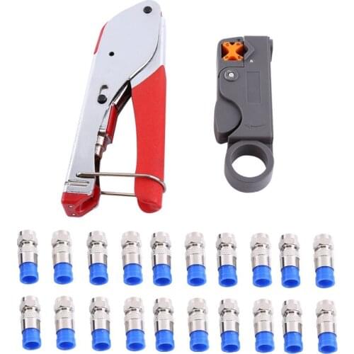 Coaxial Cable Wire Stripper RG6/RG59 Compression F Connector Wire Crimping Pliers Tool