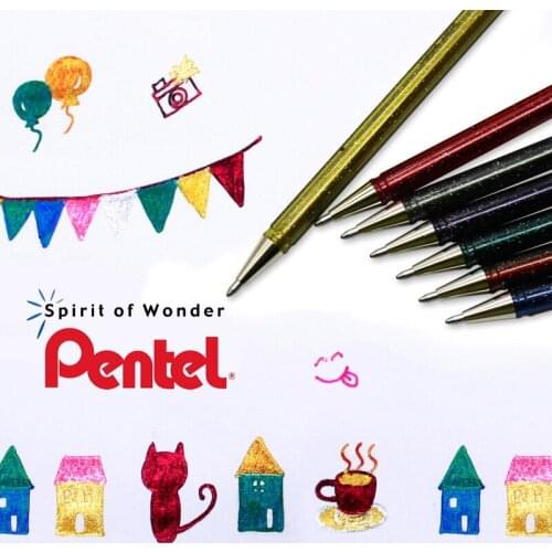 Japan Pentel flash 2 colors in one pen Gel Pen high light greeting card color pen K110 1 Piece