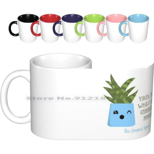 Yikes , Codeorange Time Ceramic Mugs Coffee Cups Milk Tea Mug Codeorange Yikes Cute Cactus Council Series Kris Butler Book