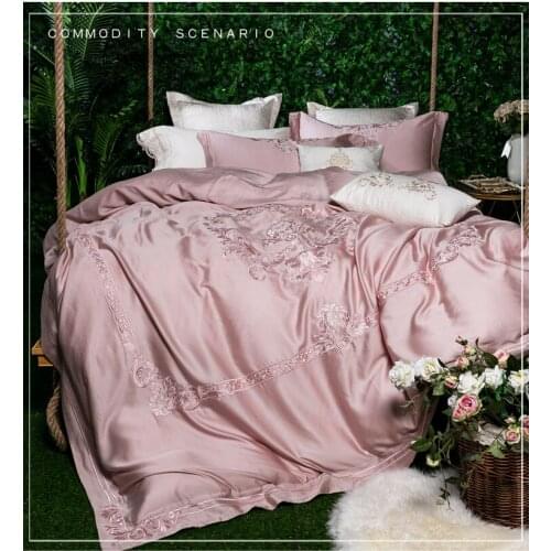 Luxury Embroidery pink blue 100S Egyptian cotton Wedding Bedding sets Queen King Royal Duvet cover Bed sheet set Pillowcase