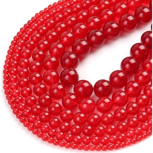 Natural Stone Red Jades Round Loose Spacer Beads For Jewelry Making DIY Earrings Bracelet Accessories 15'' 4/6/8/10/12mm