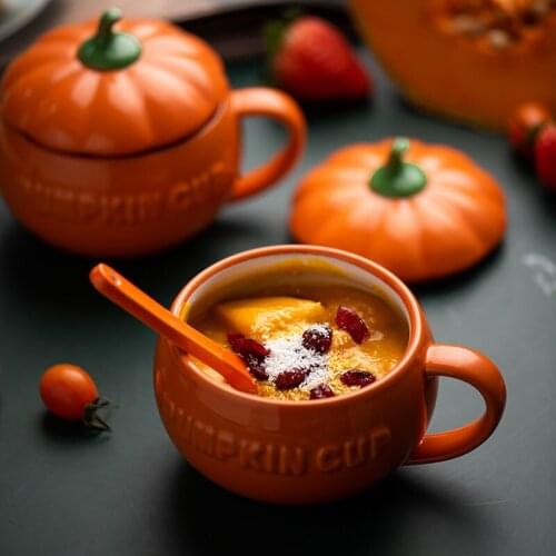 Halloween Pumpkin Mug Ceramic Pumpkin Creative Cup Coffee Cup Milk Cup Breakfast Cereal Cup Come Kitchen Bar Supplies Cup
