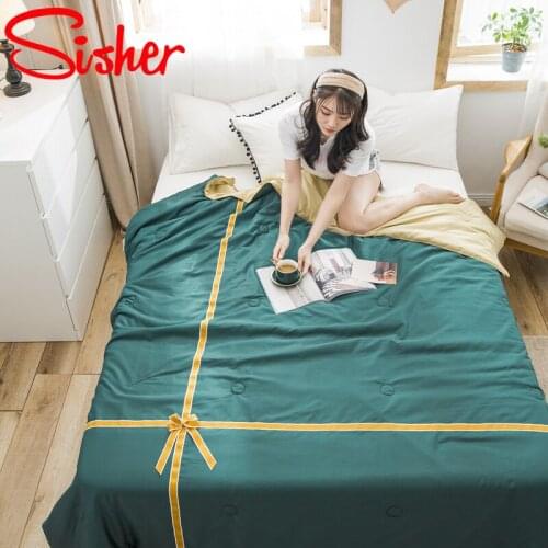 Princess Cute Summer Thin Quilt Air Conditioning Breathable Soft Comforter Ribbon Printed Blanket (No Bed Sheet and Pillowcase)