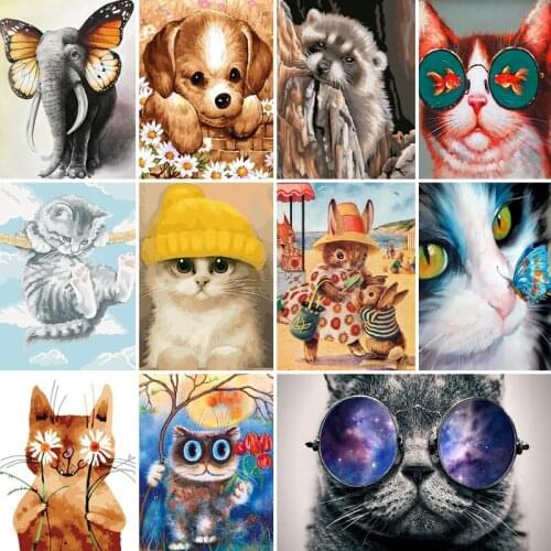 50/65/75CM DIY Painting By Numbers Animals lovely Kit Coloring By Numbers Wall Art Picture Acrylic Paint On Canvas Home Decor