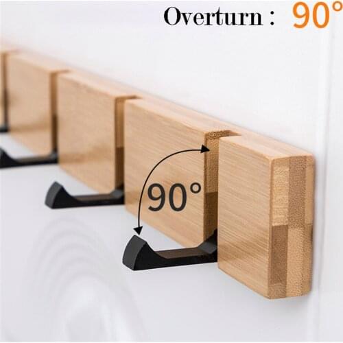 Wall Clothes Hook Adhesive Solid Wood Hanger Hook Creative Coat Clothes Hook Wooden Wall Hooks for Bathroom Living Room Row Hook