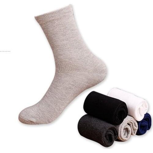 5 pairs / lot=10 pieces Winter Socks Moisture-wicking Four Seasons Universal Solid Color Business Men socks Men Tube Socks