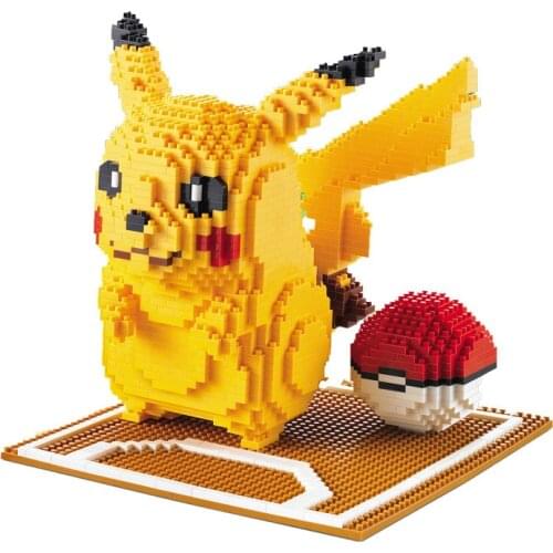 New Pokemon series of cute Pikachu cartoon model small building blocks puzzle assembly children toy gift