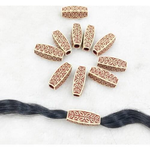 New 20Pcs 16/10mm full heart imitation wood big hole beads hair braid dread dreadlock beads 5mm hole free hair styling diy