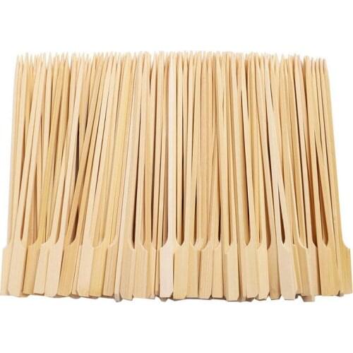 New 500Pcs Bamboo Paddle Skewers Barbecue Bamboo Skewers Cocktail Sticks for Barbeque Kebabs Cocktails Buffets Party 12cm