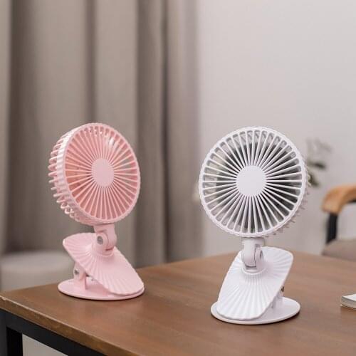 2021 New Simple Clip Fan Shaking Table Top Baby Carriage Dormitory Desk USB Charging Small Fan 360 Degree Rotation