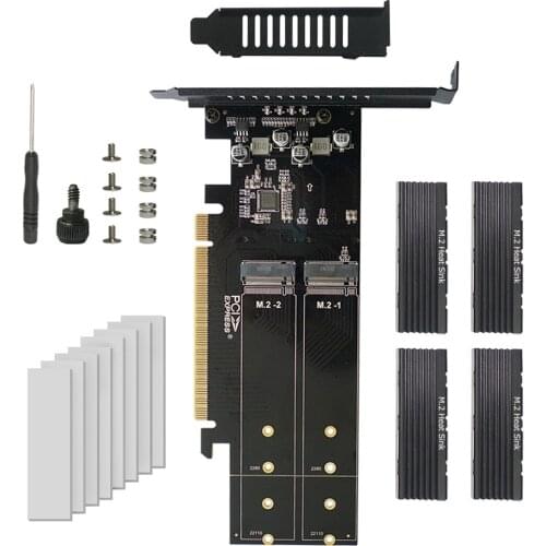 PCIe to M2 Adapter Card PCIe X16 4 port M2 NVME M Key SSD converter M.2 PCI express X16 adapter VROC RAID Expansion Card