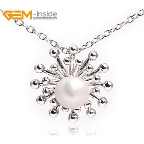 Gem-inside 10-11mm pearl white gold plated pendant star shape adjustable size For Women Trinket Gift DIY Jewelry