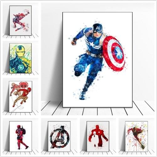 Marvel Avengers Canvas Painting Superhero Spiderman Captain America Posters Prints Wall Art Pictures for Living Room Home Decor