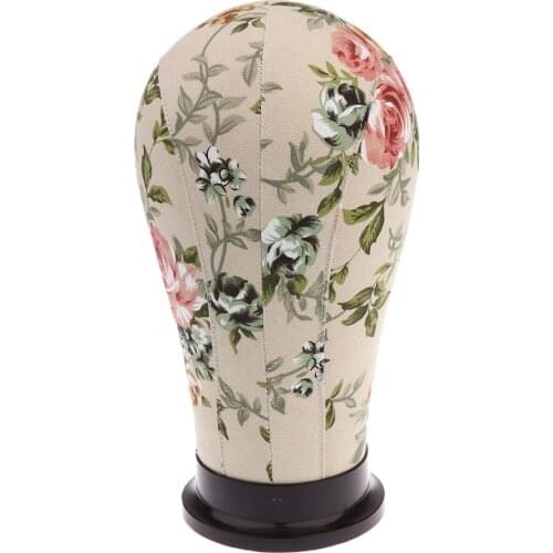 Professional Flower Pattern Design Cork Canvas Block Mannequin Model Head Wigs Making Hats Caps Display w/ Mount Tripod Set