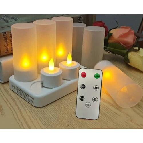 Remote controlled Set of 6 LED Rechargeable Tea Light Tealight Candle Lamp 7key w/Timer function Wedding Christmas Bar Home Dec
