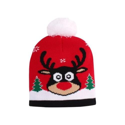 Christmas Knitted Woolen Yarn Warm Decoration Childrens Autumn And Winter Hat Knitted Hat Babys Cute Newborn Woolen Caps