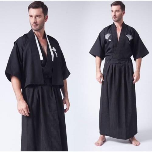 Japanese Traditional Samurai Kimono Karate Japanese Pajamas Mens Hanbok Haori White Black Japanese Samurai Clothing FF2189