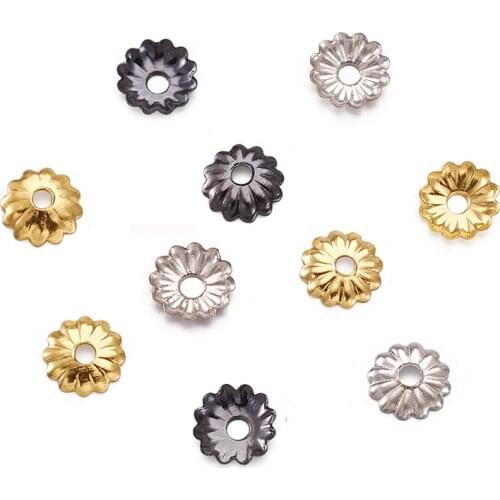 10g Iron Flower Bead Caps for Jewelry Making Bracelet Accessories Findings Gunmetal Color 5x1.5mm Hole: 1mm about 330pcs