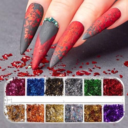 Mtssii Mirror Sparkly Butterfly Nail Sequins Paillette Mixed Neon Holo Laser Nail Glitters 3D Flakes Slices Art Decorations Tips