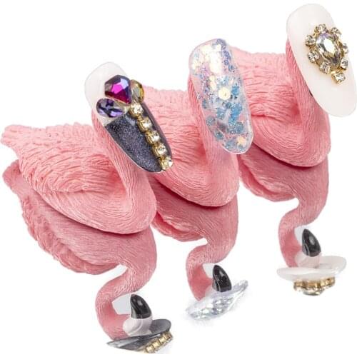 1/3/5pcs Cartoon Pink Swan Nail Tip Holder Practice Manicure Nail Art Display Shelf Stand Holder Nail Art Tool Showing Shelf