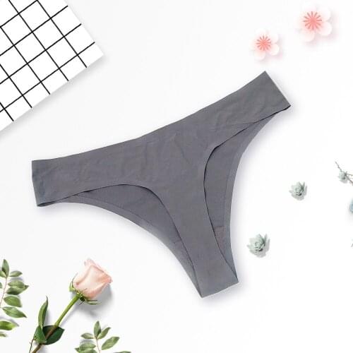 1 piece Women Sexy Invisible Knickers Thongs G-String Briefs ice Silk Low-Rise Thongs Underwear Seamless Panties 2019