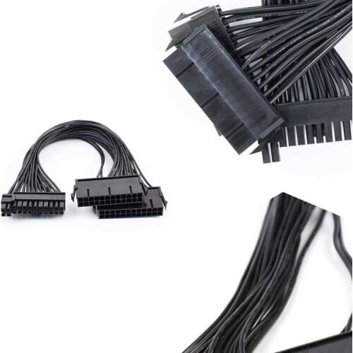 24Pin Dual PSU ATX Sync Power Supply Adapter Cable for Ether Mining 30cm
