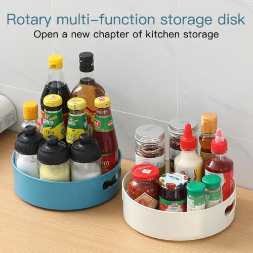 360 Rotation Cabinet Organizer Storage Spice Drink Cosmetic Storage Rack Turntable Bathroom Kitchen Storage Trays Dropshipping