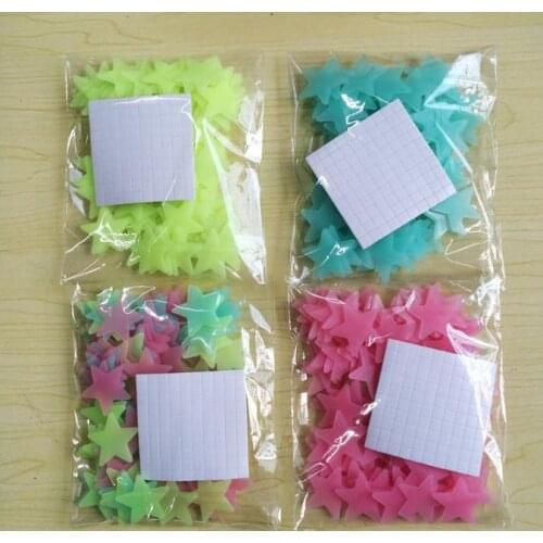 Home Bedroom Decor 3cm Star Wall Stickers Stereo Plastic Luminous Fluorescent Paster Glowing In The Dark Decals SN1324