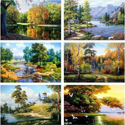 Evershine 5D Diamond Painting Summer Landscape Diamond Embroidery Cross Stitch Tree Full Square Rhinestones Home Decor
