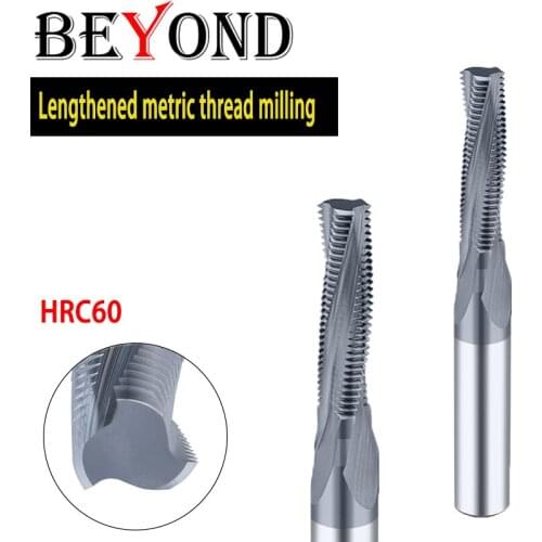 BEYOND Lengthened Metric Thread Milling Cutter For Tungsten Steel Full Tooth Type M5 M20 Alloy Carbide CNC Milling