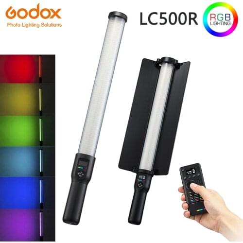 Godox LC500R RGB LED Light Stick Bi-Color Full Color 2500K-8500K Lighting Effects CRI 96 TLCI 98 with Remote Control & Barndoor