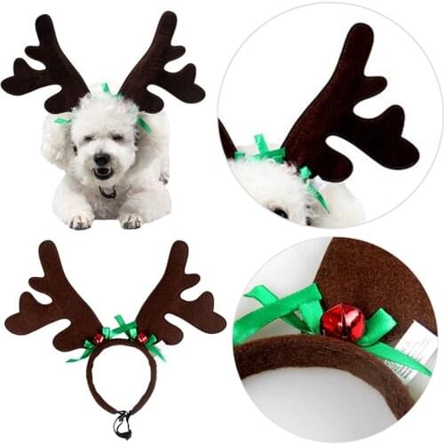 Dog Puppy Cat Cosplay Party Product Headwear Caps Hat For Pets Christmas Pet Headband Deer Horn Hat Costume