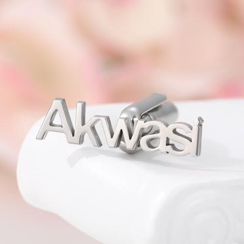 Personalized Customed Any Name Cufflinks For Women Men Charm Engraved Name Initial Letter Cufflink Accessories Party Girls Gifts