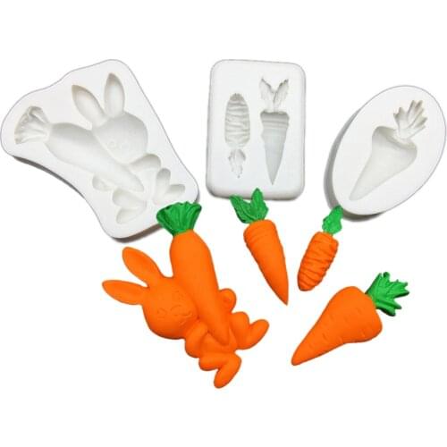 Rabbit Carrot Easter Silicone Sugarcraft Mold Chocolate Cupcake Baking Fondant Cake Decorating Tools