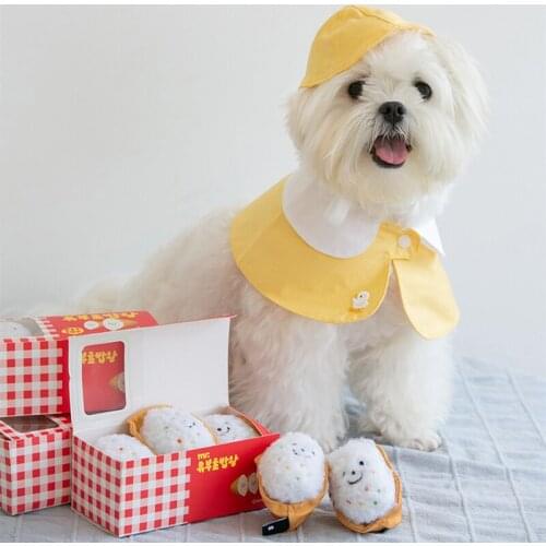 Ins Hot Sales Korea Rice Sushi Dog Toys Squeaking Lovely Cotton Pet Dog Toys Puppy Cat Chew Plush Toy Chew Play Pet Product