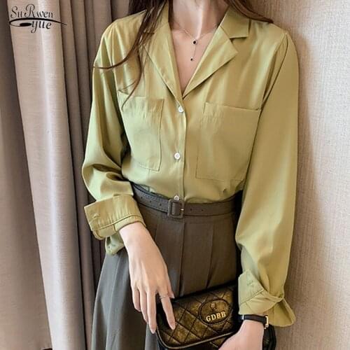 Fashion Plus Size Women Tops Blouse 2021 Blusas Casual Long Sleeve Blouse Loose Solid Shirts Notched Office Lady Clothes 8875