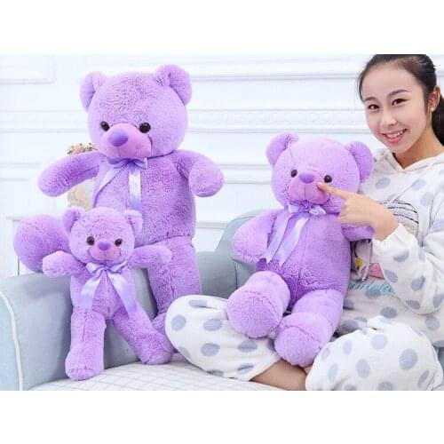 Stuffed toy lavender bear teddy bear plush toy soft doll throw pillow Christmas gift w1232
