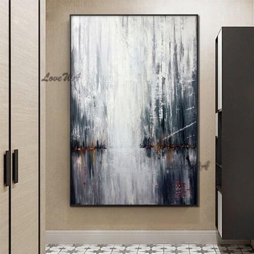 New Handmade Large Modern Canvas Art Oil Painting Knife City Art Paintings For Home Living Room Hotel Decor Wall Art Picture