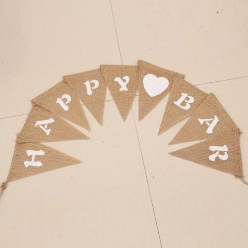 New Burlap Bunting Banner Flags Happy Bar Eid Mubarak Birthday Party Decorations Adult Happy Birthday Party Supplies Garland