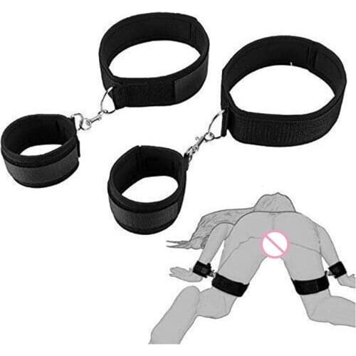 New Binding Handcuffs and Shackles Couples Flirting Black Purple Bondage Belt Adult Product Sex Toys