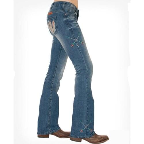 OUYILUO Women's Jeans With Embroidery